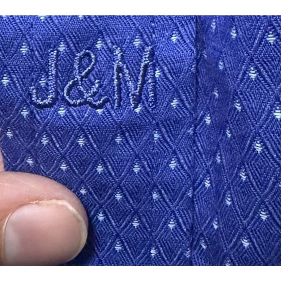 JOHNSTON & MURPHY Men’s Blue Button Down Oxford Shirt Flip Cuff Size Large - Picture 9 of 12